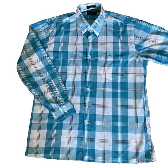 Vintage Churchill Downs Men's Button Down Shirt Size Large Blue Plaid EUC! - Picture 1 of 9